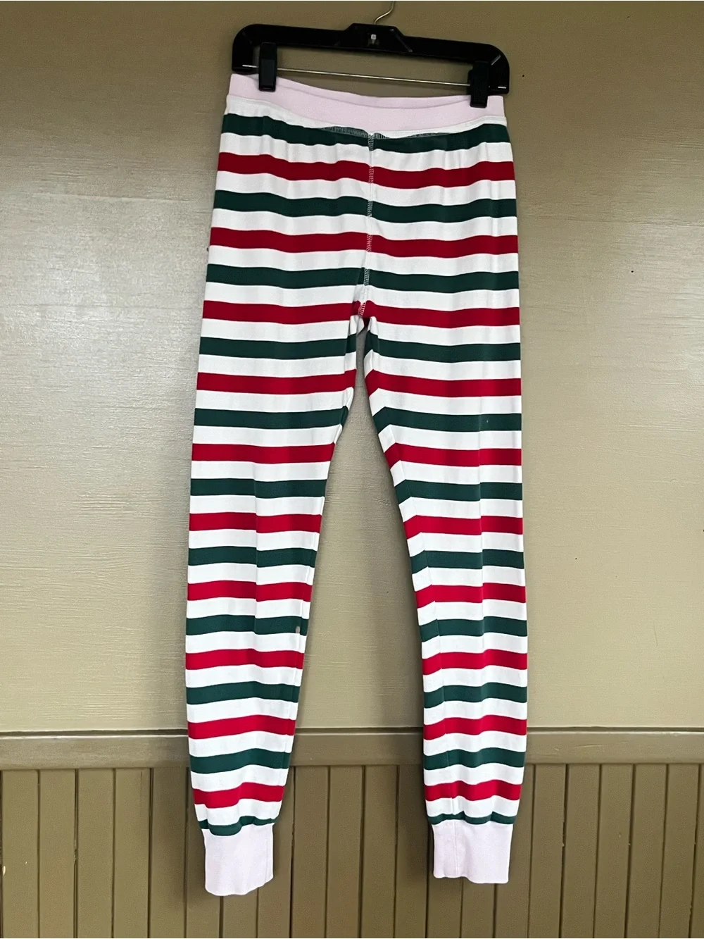 Crewcuts Striped 2 Piece Pajamas size 14 pink red green white Christmas holiday